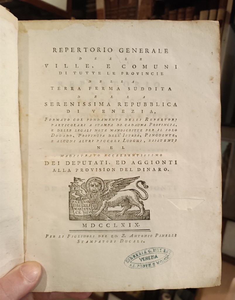 Repertorio Generale delle ville e comuni 1769