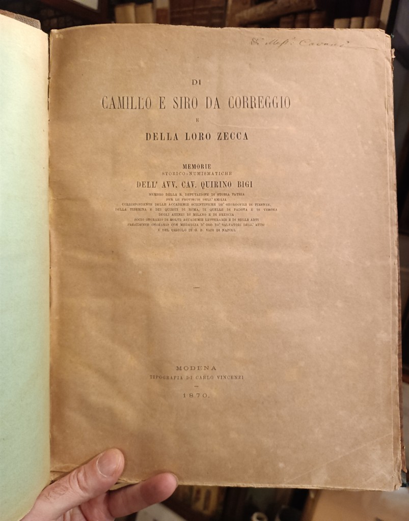 Quirino Bigi Camillo e Siro da Correggio e della loro zecca 1870